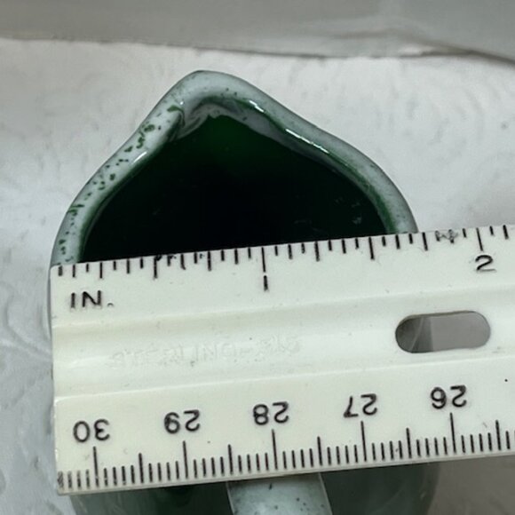 VTG '76 Mini Small Tennessee Green Ceramic Pottery Creamer w/White Drip Glaze 3" - Picture 10 of 12